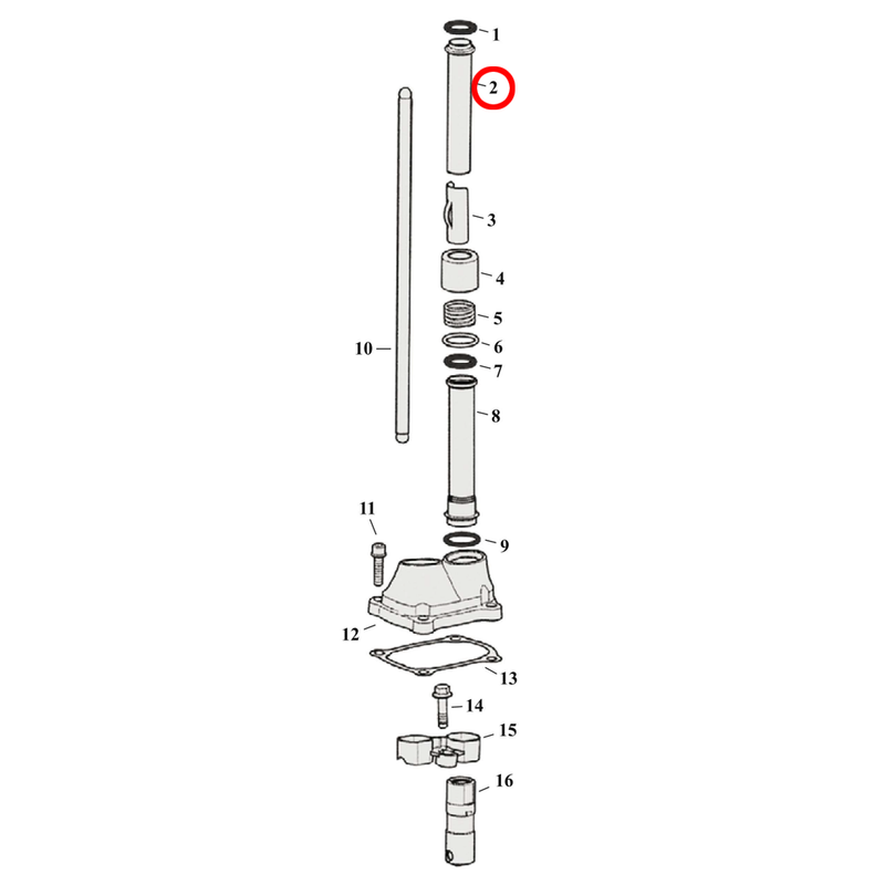Pushrod Parts Diagram Exploded View for Harley Milwaukee Eight 2) 17-23 M8. Inner tube. Replaces OEM: 17948-99