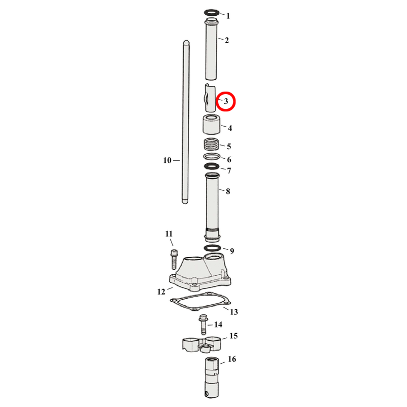 Pushrod Parts Diagram Exploded View for Harley Milwaukee Eight 3) 17-23 M8. Retainer only (set of 4). Replaces OEM: 17968-99