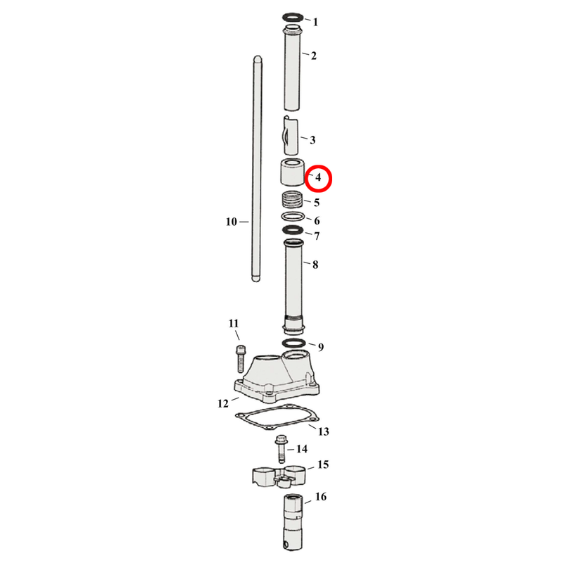Pushrod Parts Diagram Exploded View for Harley Milwaukee Eight 4) 17-23 M8. Spring cover set. Replaces OEM: 17945-36B