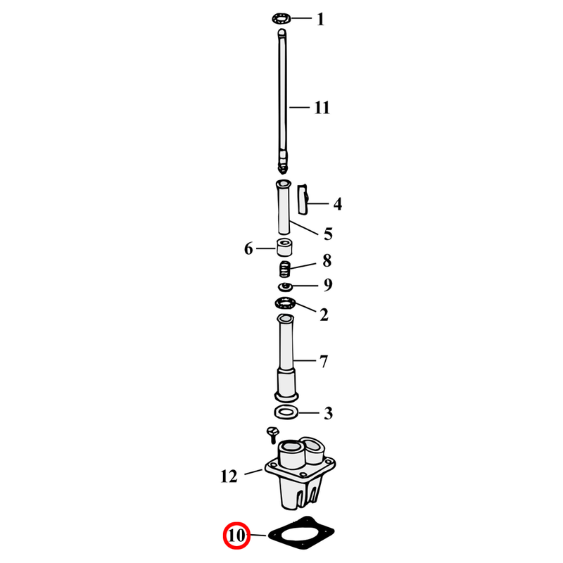 Pushrod Parts Diagram Exploded View for Harley Panhead / Shovelhead 10) 48-84 Panhead / Shovelhead. Gasket, rear. Replaces OEM: 18633-48D
