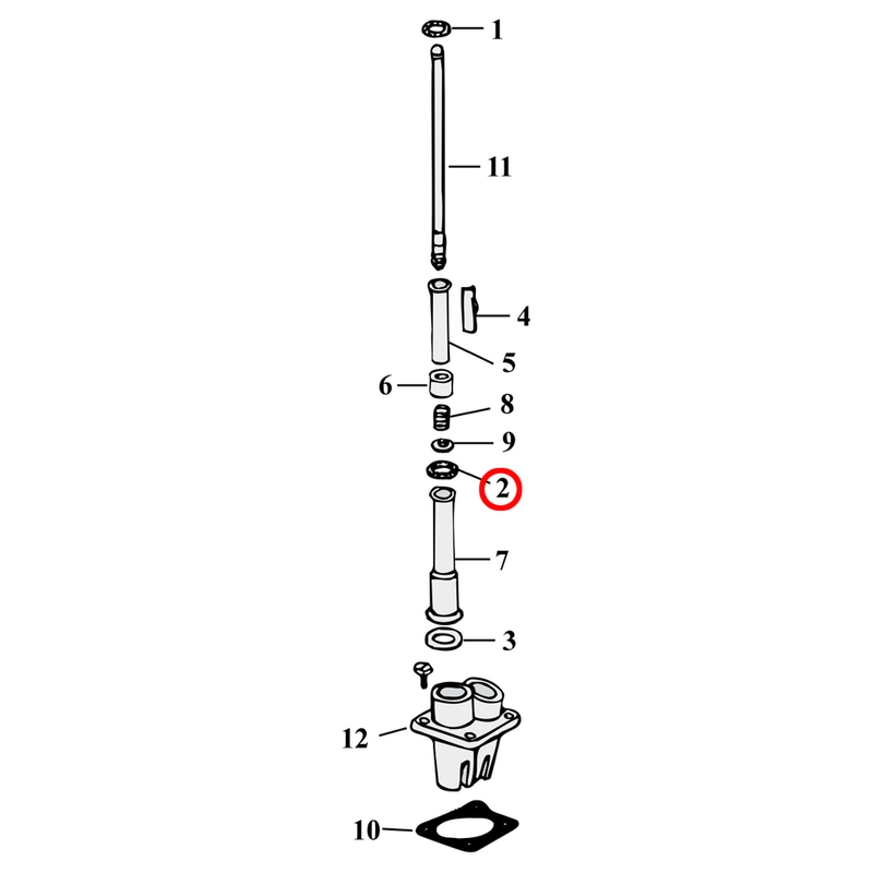 Pushrod Parts Diagram Exploded View for Harley Panhead / Shovelhead 2) 48-E79 Panhead / Shovelhead. Cork seal. Replaces OEM: 17955-36