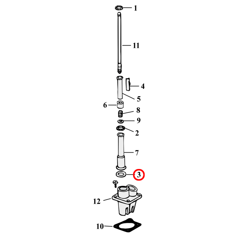 Pushrod Parts Diagram Exploded View for Harley Panhead / Shovelhead 3) L79-84 Shovelhead. Quad seal. Replaces OEM: 11133A