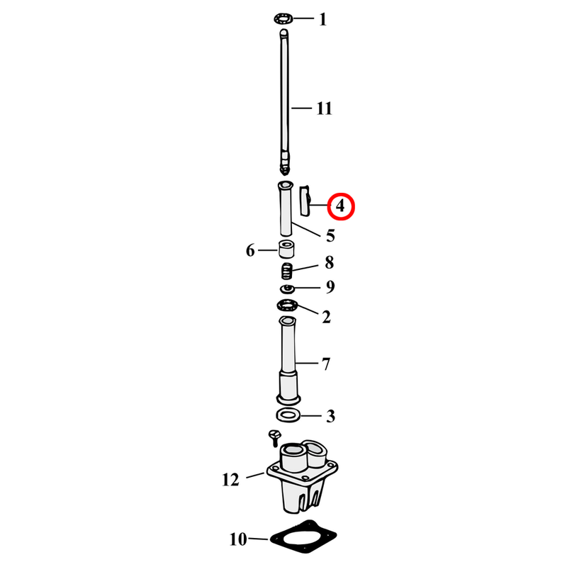 Pushrod Parts Diagram Exploded View for Harley Panhead / Shovelhead 4) 66-84 Shovelhead. Retainer (set of 4). Replaces OEM: 17950-66