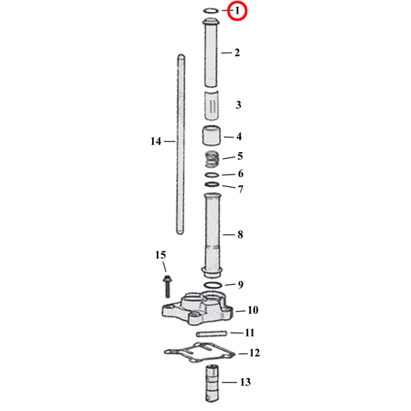 Pushrod Parts Diagram Exploded View for Harley Twin Cam 1) 99-17 TCA/B. O-ring, upper. Replaces OEM: 11293