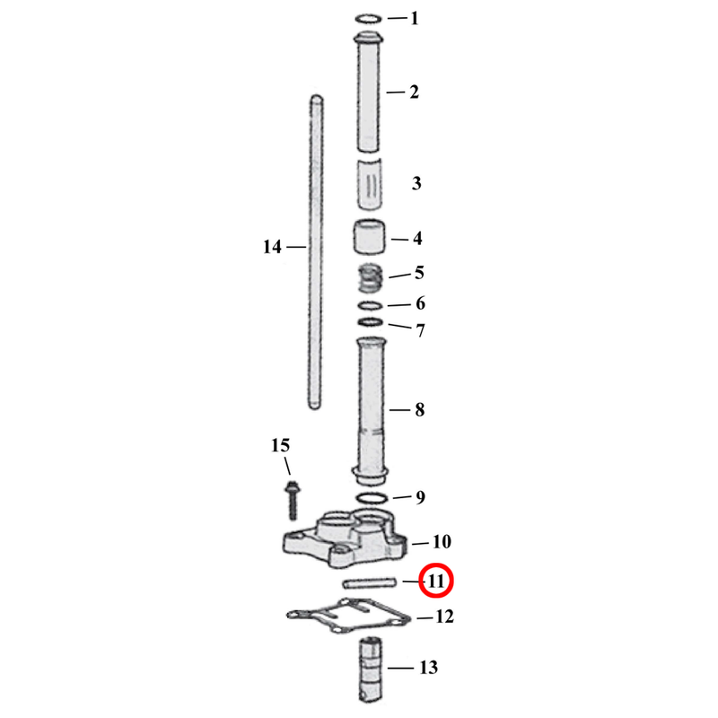 Pushrod Parts Diagram Exploded View for Harley Twin Cam 11) 99-17 TCA/B. Anti rotation pin (set of 2). Replaces OEM: 18535-99