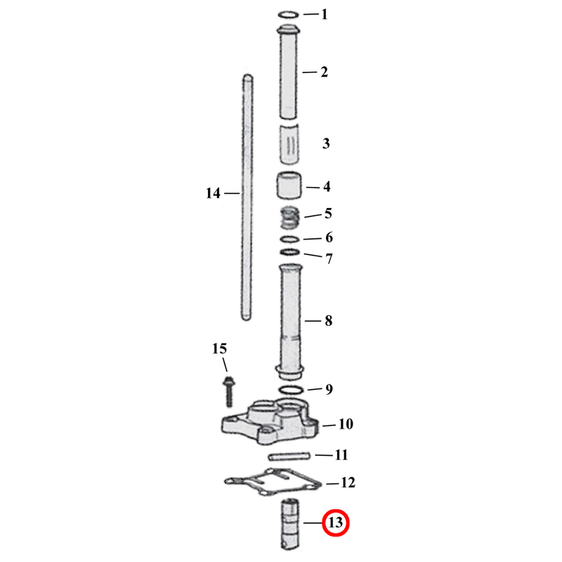 Pushrod Parts Diagram Exploded View for Harley Twin Cam 13) 99-17 TCA/B. Hydraulic tappet. Replaces OEM: 18538-99C