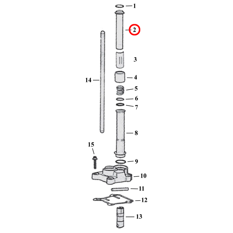 Pushrod Parts Diagram Exploded View for Harley Twin Cam 2) 99-17 TCA/B. Inner tube. Replaces OEM: 17948-99