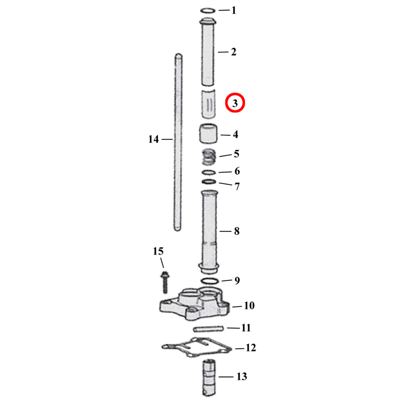 Pushrod Parts Diagram Exploded View for Harley Twin Cam 3) 99-17 TCA/B. Retainer only (set of 4). Replaces OEM: 17968-99