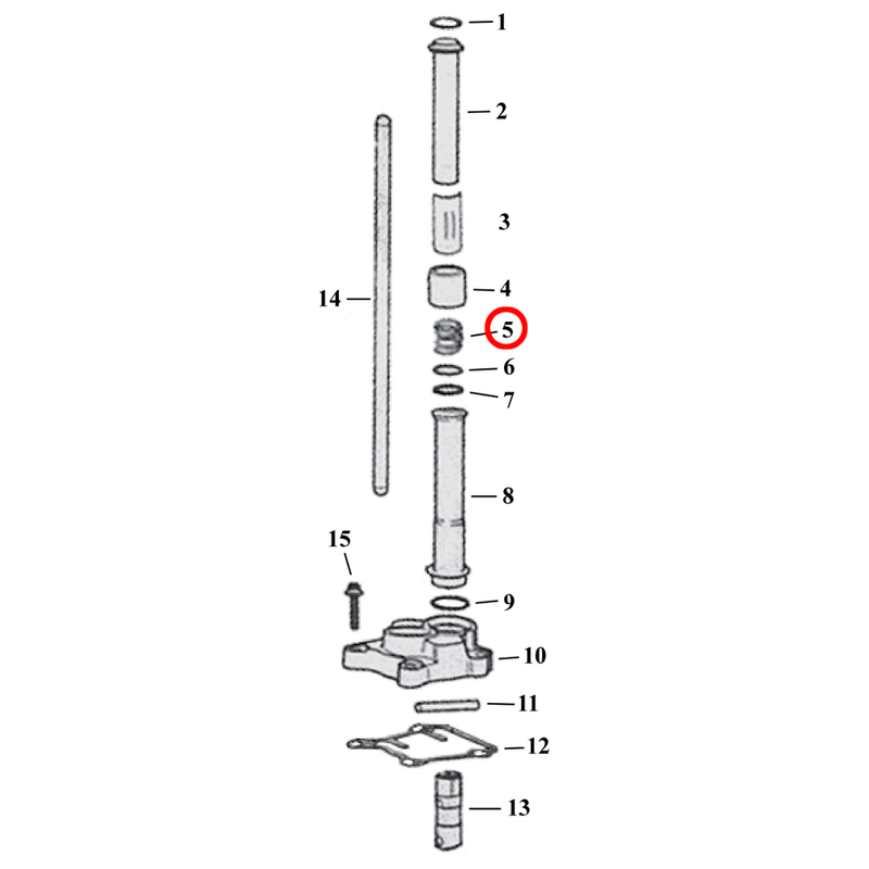 Pushrod Parts Diagram Exploded View for Harley Twin Cam 5) 99-17 TCA/B. Spring. Replaces OEM: 17947-36