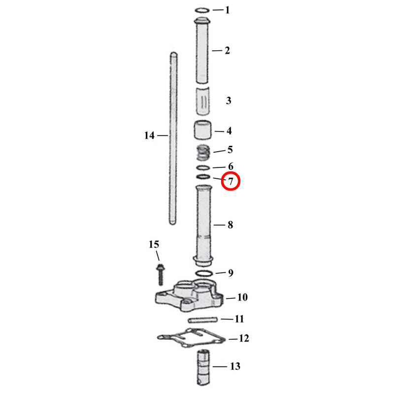 Pushrod Parts Diagram Exploded View for Harley Twin Cam 7) 99-17 TCA/B. O-ring, middle. Replaces OEM: 11132A