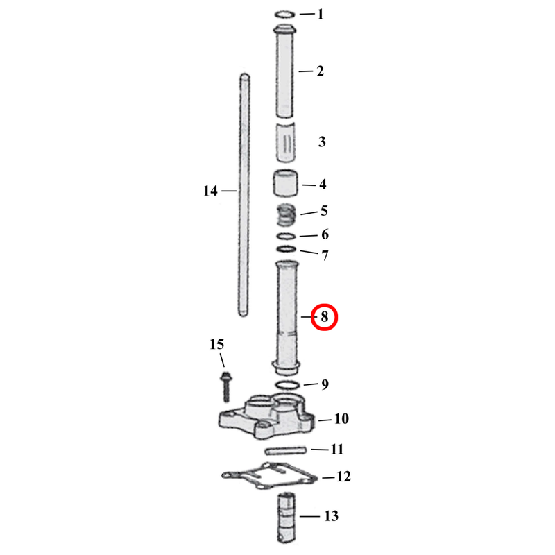 Pushrod Parts Diagram Exploded View for Harley Twin Cam 8) 99-17 TCA/B. Lower cover set. Replaces OEM: 17939-99
