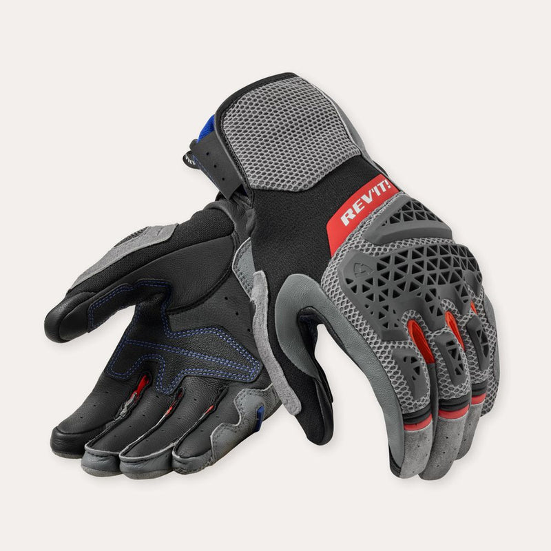 REV'IT! Sand 5 Motorcycle Gloves Grey/Red / S  - Customhoj