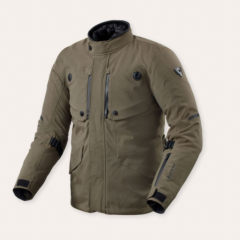 REV'IT! Trench 2 GTX Motorcycle Jacket Black Olive / S  - Customhoj