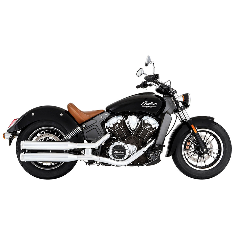 Rinehart 3.5" Slip-On Mufflers for Indian 15-24 Scout / Chrome with chrome end caps