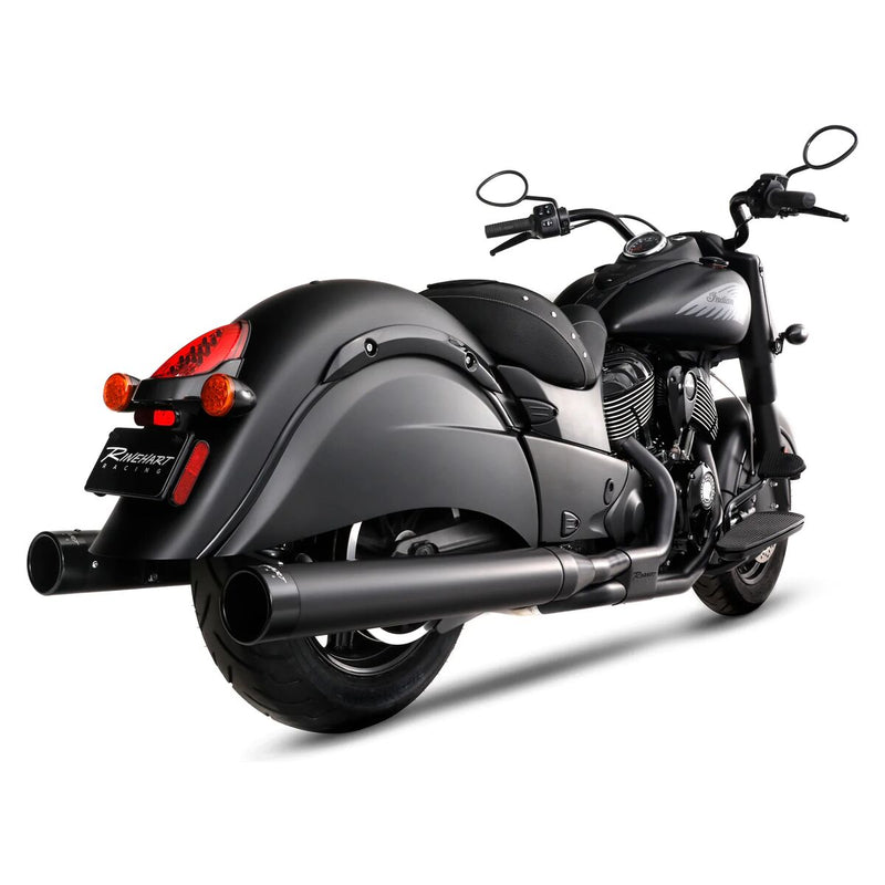 Rinehart 4" DBX40 Slip-On Mufflers for Indian 14-24 Chieftain / Challenger / Roadmaster / Springfield / Pursuit / Black with black end caps