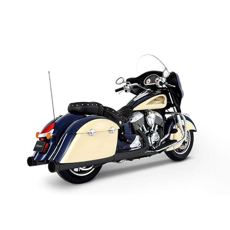 Rinehart 4" Touring Slip-On Mufflers for Indian 14-24 Chief Vintage / Chief Classic / Chief Dark Horse (excl. models with hard saddlebags) / Black with black end caps