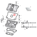 Rocker Box Parts Diagram Exploded View for 04-22 Harley Sportster 5) 91-06 XL. James gasket, middle (rubber). Replaces OEM: 17358-84A