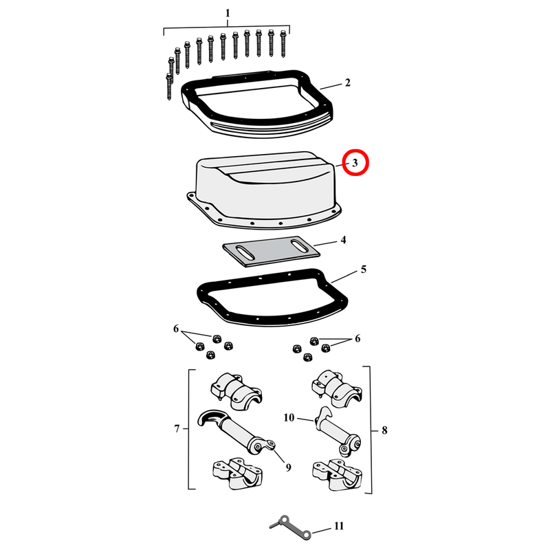 Rocker Box Parts Diagram Exploded View for Harley Panhead 3) 48-65 Panhead. Rocker covers, OEM style chrome steel (set of 2). Replaces OEM: 17500-48