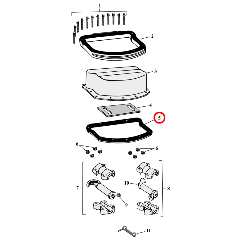 Rocker Box Parts Diagram Exploded View for Harley Panhead 5) 48-65 Panhead. James .031" paper gasket, rocker cover. Replaces OEM: 17541-48B