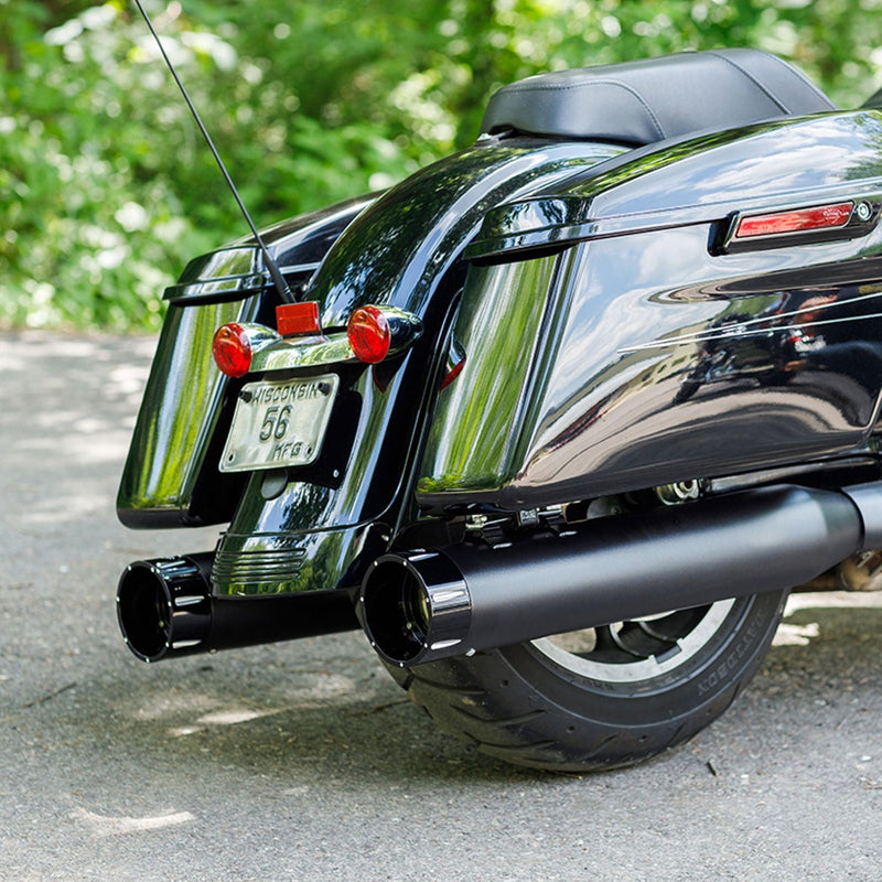 S&S 4.5" MK45 Performance Slip-On Mufflers for Harley 17-24 Touring / Black / Black Tracer