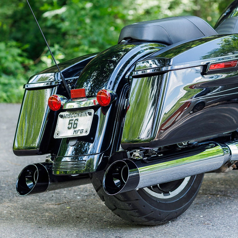 S&S 4.5" MK45 Performance Slip-On Mufflers for Harley 17-24 Touring / Chrome / Black Cutlass