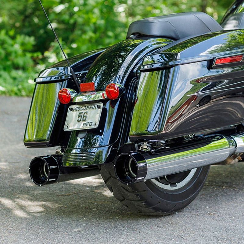 S&S 4.5" MK45 Performance Slip-On Mufflers for Harley 17-24 Touring / Chrome / Black Tracer