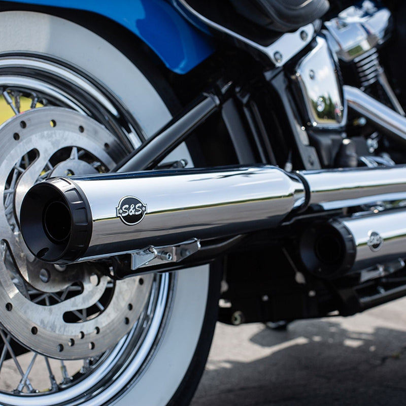 S&S ECE-Approved Grand National Slip-On Mufflers for Harley 18-20 FLFB / FLSL / FXBB / FXBR / FXLR / Chrome