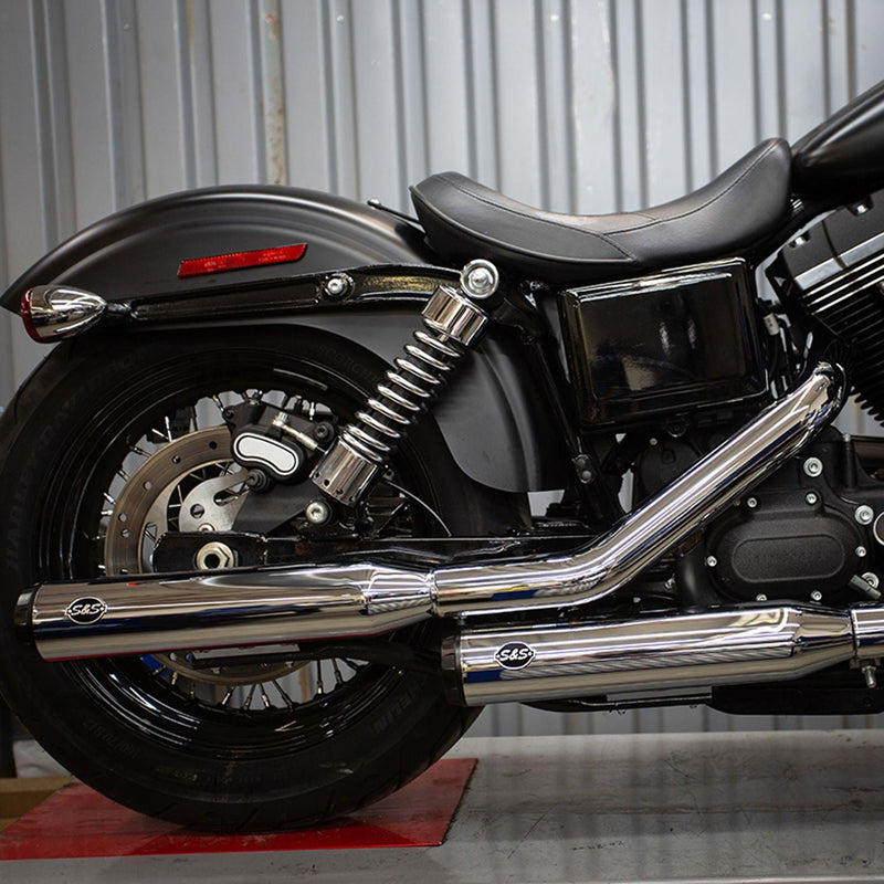 S&S Grand National Slip-On Mufflers for Harley 95-09 Dyna (with staggered exhaust) / Chrome