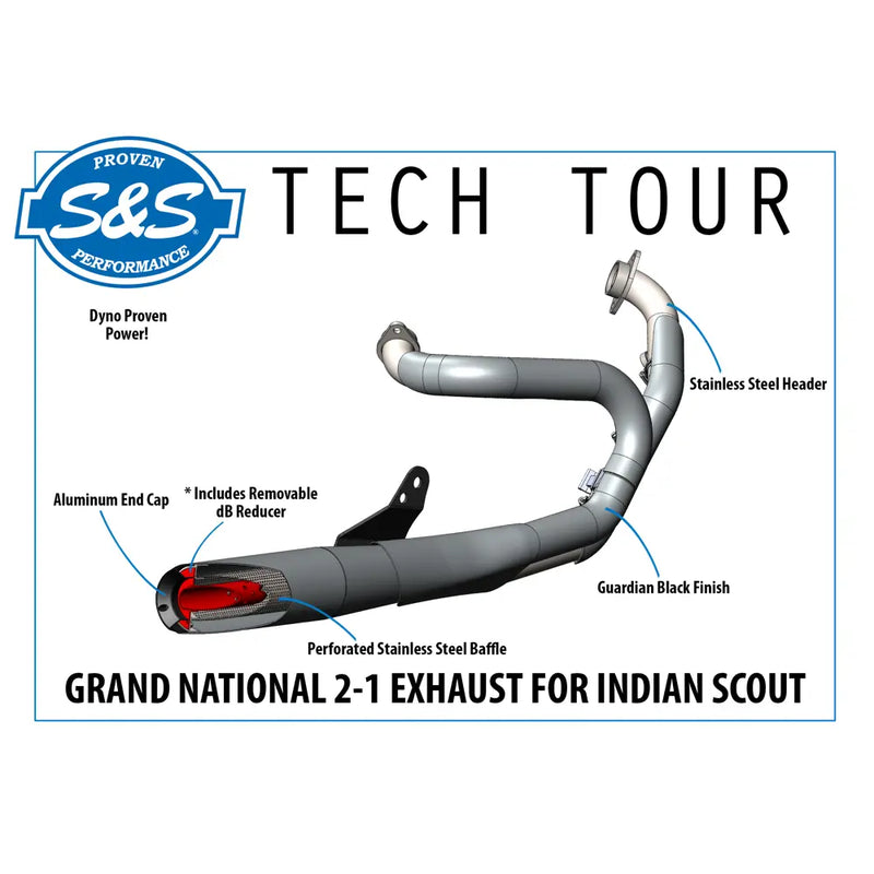 S&S Grand National 2-till-1 Avgassystem till Indian