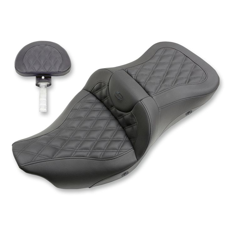 Saddlemen Road Sofa Extended Reach Seat for Harley 08-24 Touring (excl. 23-24 CVO) / Lattice Stitch / Non-Heated With Backrest