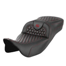 Saddlemen Roadsofa Extended Reach Honeycomb Seat for Harley 08-25 Touring (excl. 23-25 CVO; 24-25 Road Glide / Street Glide) / Black / Red / Without heating / Without backrest  - Customhoj