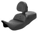 Saddlemen Roadsofa Honeycomb Seat for Harley 08-25 Touring (excl. 23-25 CVO; 24-25 Road Glide / Street Glide) / Black / Without heating / With backrest  - Customhoj