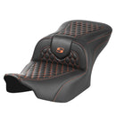 Saddlemen Roadsofa Honeycomb Seat for Harley 24-25 Touring Road Glide / Street Glide / Black / Orange / Without heating / Without backrest  - Customhoj