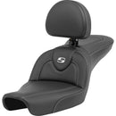 Saddlemen Roadsofa Plain Seat for Harley 96-03 Dyna (excl. Wide Glide) / Carbon Fiber / Without heating / With backrest  - Customhoj