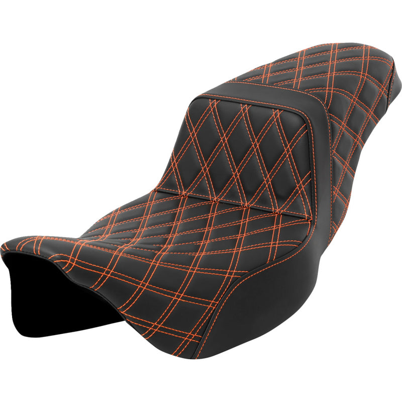 Saddlemen Step-Up Extended Reach Lattice Stitch for Harley 08-25 Touring (excl. 23-25 CVO; 24-25 Road Glide / Street Glide) / Black / Orange  - Customhoj