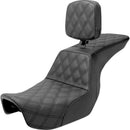 Saddlemen Tour Step-Up Motorcycle Seat for Harley 06-17 Dyna / With Backrest / Full Lattice Stitch  - Customhoj