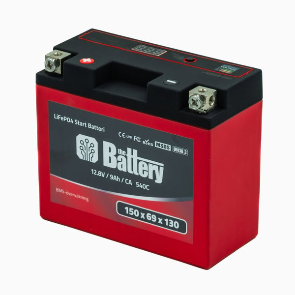 The Battery LiFePO4 Lithium Motorcycle Battery 12B-4 12.8V 9Ah (12ah PBEQ)