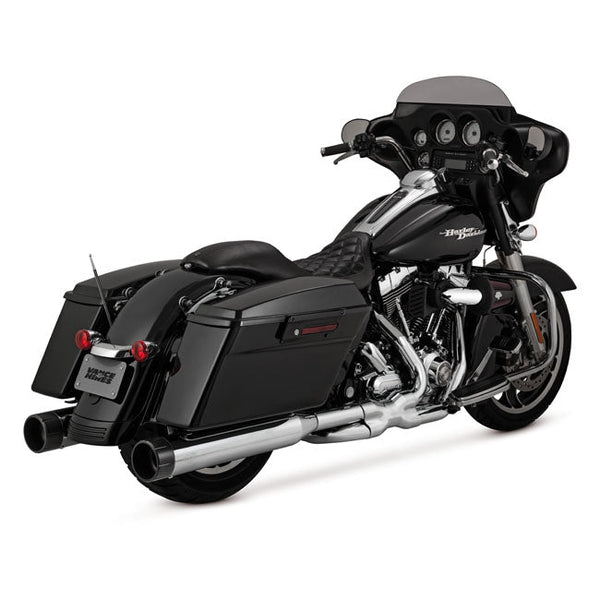 Vance & Hines Raider 450 Oversized Touring Slip-On Mufflers for Harley 17-24 Touring (excl. Trikes) / Chrome with black end caps
