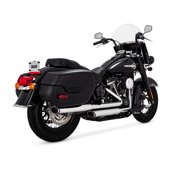 Vance & Hines Twin Slash 3" PCX Slip-On Mufflers for Harley 18-20 Softail Deluxe FLDE / Chrome