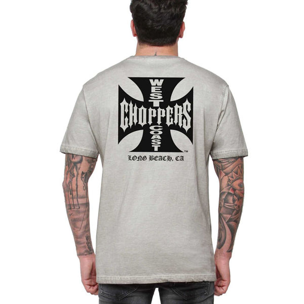 West Coast Choppers OG LBC Cross T-Shirt Vintage Grey Wash / S  - Customhoj