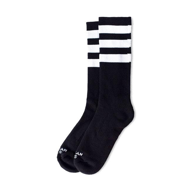 AMERICAN SOCKS Strumpor American Socks Mid High Back In Black II, Triple Vit Strip Customhoj
