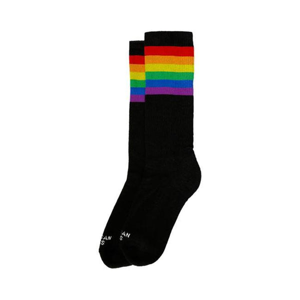 AMERICAN SOCKS Strumpor American Socks Mid High Rainbow Pride Svart, Rainbow Striped Customhoj