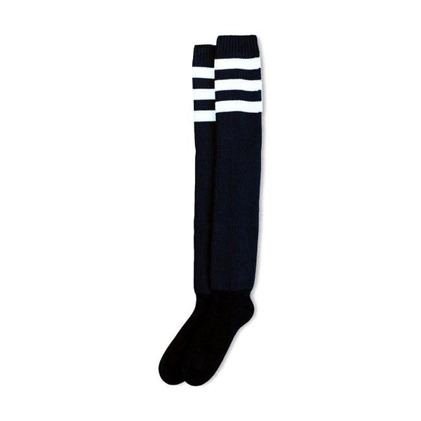 AMERICAN SOCKS Strumpor American Socks Ultra High Back In Svart, Triple Vit Stripe Customhoj