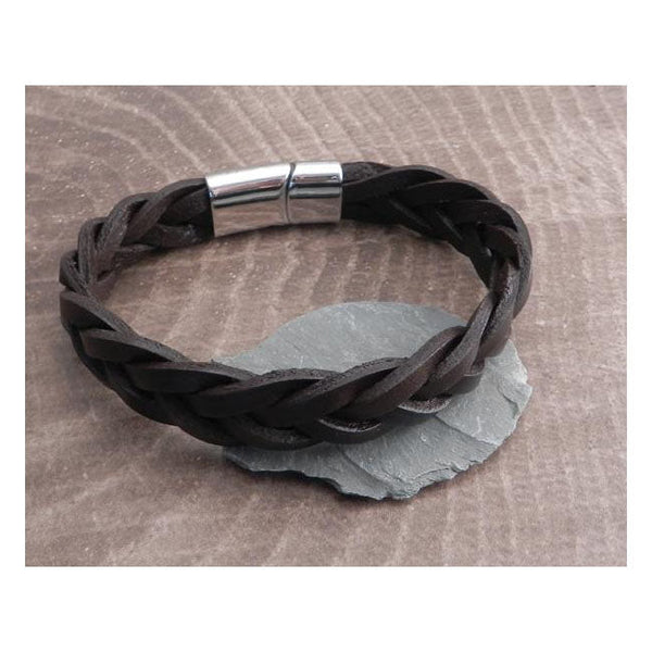 AMIGAZ Armband Amigaz Leather Braided Armbandt with bar clamp Brun Customhoj
