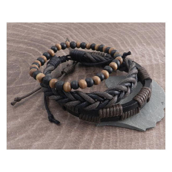 AMIGAZ Armband Amigaz Rope Sliders & Wood Bead Armband Brun Customhoj