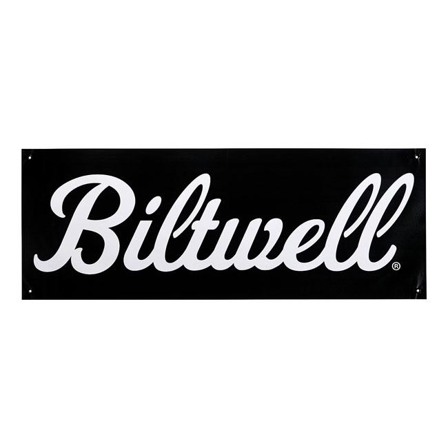 BILTWELL Affisch/Skylt Biltwell Script Shop Banner Svart/Vit Customhoj