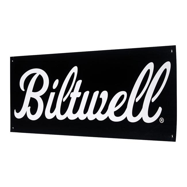 BILTWELL Affisch/Skylt Biltwell Script Shop Banner Svart/Vit Customhoj