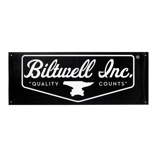 BILTWELL Affisch/Skylt Biltwell Shield Logo Shop Banner Svart/Vit Customhoj