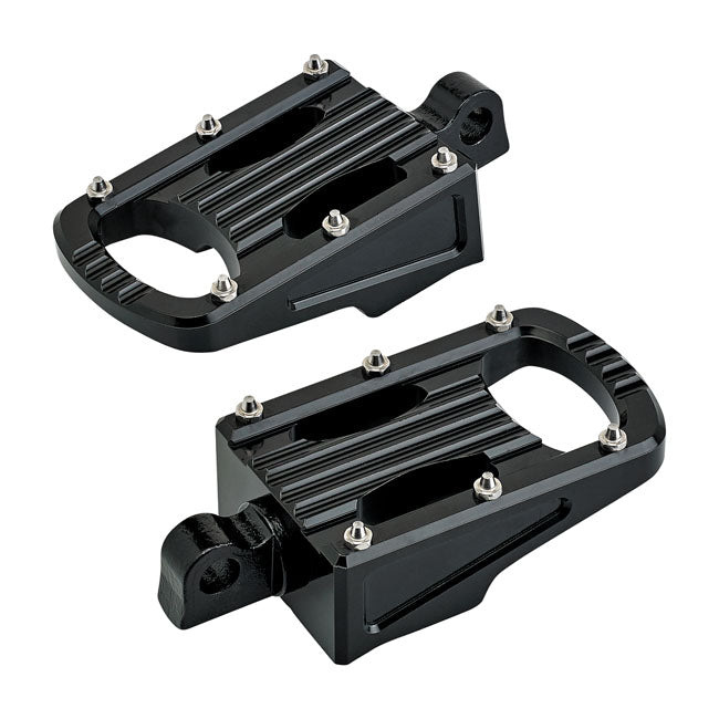 Biltwell Footpegs Harley All traditional H-D male mount. (excl. rider/passenger on: 18-21 Softails; 20-21 Livewire. excl. rider location on: 15-20 XG; 10-21 XL1200X/XS; 11-20 XL1200C; 12-16 XL1200V) / Black Biltwell Punisher Rider Footpegs for Harley Customhoj