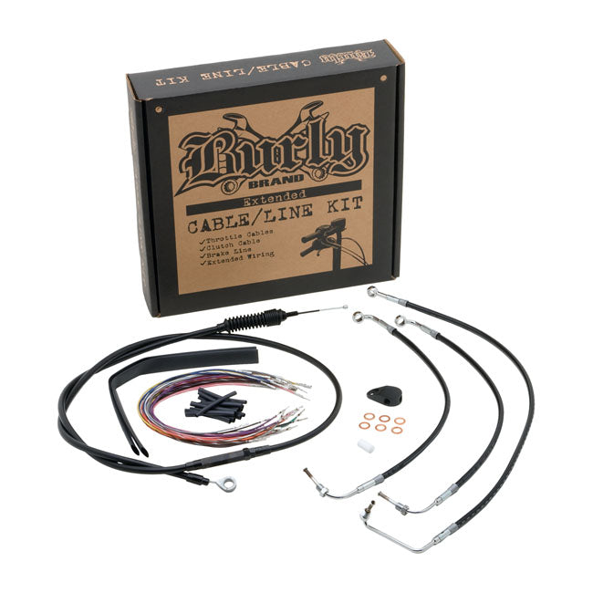 Burly Cable Kit Harley 08-13 FLHX, FLHT/C/U (ABS) / Black / 15" Burly Apehanger Cable/Line Kit for Touring Customhoj